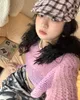 Boinas Chicas japonesas retro rosa boinas a cuadros sombrero femenino harajuku y2k lindo dibujos animados casual pintor sombrero 231018