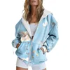 Women's Hoodies Fashion Hoodie Long Sleeve Pocket Zipper Sports Jacket Loose Flower Tall Zip Up Cotton Sweatshirt For Women Pullover Size