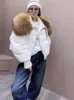 Femmes fourrure fausse OFTBUY hiver doudoune femmes grand réel col de raton laveur femme Parkas épais chaud 90% duvet d'oie manteau ample 231018