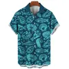 Camisas casuais masculinas havaianas para homens camisetas padrão de vida marinha manga curta top verão moda camisa polvo impressão camiseta roupas