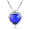 À la mode de luxe grande taille coeur forme de pêche suspendus pendentif collier réglage boîte de cristal chaîne couleur pourpre pour les femmes colliers2771