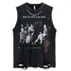Kobiety z czołgów damskich gotycka emo vintage tle bolesna top Y2K American Graphic Alphabet Printed Vest Hip-Hop T-Shirt