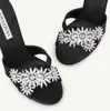 Women Luxury Women Aquazzuras Sandals Shoes Flower Flower-Like Jewelsments Thin Thined Shiletto Heels Wedies Party Wedding with Box EU35-43