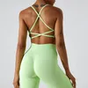 Yoga Outfit Sexy Cross Back Sportbeha Top Vrouwen Push Up Sneldrogend Naadloos Vest Gym Hollow Out Lace Fitness Crop Brasserie