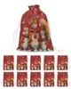 Décorations de Noël Flocon de neige de Noël Aquarelle Écureuil Porte-cadeaux Cordon Sac de bonbons Ornements de vacances Sac cadeau Porte-emballages de Noël 231019