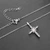Mecylife Two Tones Cross Necklace Zircon Insert Iced Cross Pendant Moissanite Pendant Cross Necklace For Women