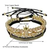 3Pcs Set Couple CZ Crown Bracelet Sets For Men Gold Pave Cubic Micro Charm Women Braided Bracelet Sets Pulseira Bileklik229g