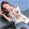 Ternos femininos blazers estampa floral sunsn fino cardigan fino para mulher casaco elegante três quartos senhora do escritório outono jaqueta gota deliv