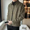 Herrjackor Autumn Solid Color Suede för män 2023 Army Green High-End Casual Lapel Buttons Korean Fashion Jackor