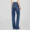 Women's Jeans ZESSAM Solid Blue High Waist Loose Straight Woman Button Pocket Long Wide Leg Pant Casual Vintage Trouser 2023