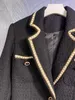 Manteau coupe-vent à la mode automne/hiver 2023, nouveau Flip Leader, manteau mi-long en dentelle contrastée, décoration de boutons faite à la main, Style S-XX simple et à la mode