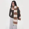 Шарфы 2023, женский зимний шарф, мягкий полосатый двухцветный плюшевый теплый утолщенный большой шаль Hiver Bufanda