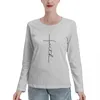 Women's Polos Faith Cross Long Sleeve T-Shirts Customized T Shirts Blank Hippie Clothes Black For Women