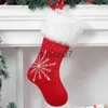 Juldekorationer Personlig familj Julstrumpor Anpassad röd julstrumpa med namn Holiday Strump Christmas Velvet Stockings X1019