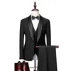 Mäns kostymer Jeltoin Classic Black Man Tuxedo Groom Prom Formal Wedding Dress Suit Elegant Slim Tuxedos Set 3 Piece Jacket Pant Vest