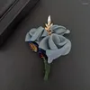 Broscher avancerade tygblomma brosch kristalllapel stift elegant mode corsage brud bröllop för kvinnor smycken tillbehör