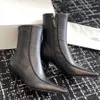 the row shoes Women's boots fashion Leather zipper square heel ankle boots stiletto Luxury designer shoes Factory footwear