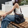 Aktentaschen Unisex Nietenhandtasche Schwarz Große Kapazität Y2K Vielseitige Leder Umhängetasche Pu Retro Harajuku Lässige Mode Umhängetaschen