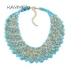 Kaymen Handmade Crystal Fashion Necklace Golden Plated Chains Beads Maxi Statement Necklace for Women Party Bijoux NK-01561 2202122998