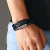 Charm-Armbänder, mehrschichtiges Leder, gewebt, trendiges Herrenarmband, magnetische Schnalle, Punk, modischer und personalisierter Schmuck