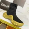 2023-Chaussures décontractées pour femmes Top Designer Mode Col haut Gris Chaussettes tricotées Jogging en plein air Marche Sports Chaussures de basket-ball Taille de fête 35-41