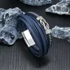 Charm-Armbänder, mehrschichtiges Leder, gewebt, trendiges Herrenarmband, magnetische Schnalle, Punk, modischer und personalisierter Schmuck