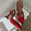 Scarpe da banchetto con strass di lusso sandalo con tacco alto in cristallo con fiocco designer slingback scarpe eleganti da donna amina muaddi scarpe formali scarpe moda C1019