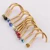 Mix Farben Strass Nasenstecker Schraubring Knochen Bar Piercing Schmuck Gold Silber Nase Pin261Z