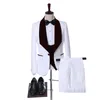 メンズスーツテルノマスキュリーノスリムフィット2023リアルポーデザインメンフォーマンメイドマン3ピースセットのためのフローラルホワイトウェディングスーツ