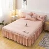 Spódnica łóżka koreańska koronkowa spódnica z łóżkiem jednoczęściowa pokrywka ochronna podwójna non poślizgowa okładka pyłowa osłona poduszka 231019