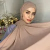 Lenços bolha pesado chiffon hijab com capô elástico corda uso livre estilo hijabs solider cor xales para mulheres muçulmanas turbante pinless