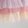Flickaklänningar småbarn flickor sommar ärmlös gradvis förändring flygande ärm söt tårta mesh klänning sundress 5t mystical