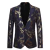 Abiti da uomo Blazer Uomo One Button Lamina d'oro Stampaggio Abito stampato floreale dorato Club Stage Wedding Sport Slim Formal Fit C283s