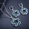 Necklace Earrings Set Color Preservation And Anti Allergy Accessories 2 Sets Circle Round Designed Hand Inlaid Zircon With Copper