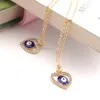 Pendant Necklaces 2023 Fashion Wave Chain Turkey Blue Eyes Long Inset Heart Crystal Necklace Party Charm Jewelry Pulsera Mujer Gifts