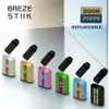 100% SUPERIA descartáveis e-cigarros BREZE STIIK tanque até 2000 baforadas substituíveis pod tipo-C 650mah 6ml 18 cores