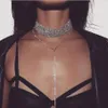 Crystal Choker Necklace 2017 Luxury Statement Chokers Halsband för kvinnor Trendiga chunky nacktillbehör Fashion Jewellery Cheap282m