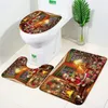 Bath Mats Christmas Mat Set Santa Clause Elk Xmas Ball Star Snowflake Red Year Home Bathroom Decor Carpet NonSlip Rug Toilet Lid 231019