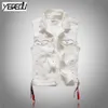 # 3409 2018 Punk Slim Mode Blanc denim gilets hommes Sans Manches jean veste hommes Streetwear Gilet homme Biker jeans Gilet M-3XL231d