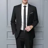 Men's Suits 2Pcs/Set Stylish Male Business Suit Breathable Men Long Sleeve Slim Fit Lapel Blazer Straight Pants Set Warm