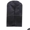 Sacs de rangement Costume non tissé Pardessus anti-poussière ER Haute qualité Noir Vêtements Sac de rangement Voyage Porte-vêtement Maison Jardin Housekee Dhkcg