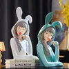 Decorative Figurines Creative Fashion Lollipop Girl Resin Crafts Sculpture Living Room Decor Home Decoration Accessories Desktop Ornaments