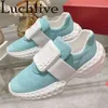 2022 New Mesh Square Buckle Crystal Flats Women Thick Sole Round Toe Loafers Shoes Brand Casual Daily Shoes