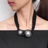 Duże symulowane perełowe naszyjniki dla kobiet grube naszyjnik Choker Big Ball wisiorek