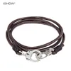 Bracelet en cuir marron fait à la main Bracelet en cuir pour hommes Bracelets personnalisés pour hommes Manchette Menottes Bracelets à breloques Homme Gift203N