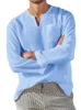 T-shirt da uomo 2023 Camicia in cotone e lino a maniche lunghe Hippie Casual Beach Vintage con scollo a V Pullover allentato Magliette e camicette da uomo Streetwear