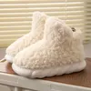 Botas de invierno Zapatillas de algodón envueltas en el talón para mujeres que usan botas de nieve afuera en invierno Aislamiento de felpa Uso en el hogar Antideslizante Suela gruesa simple