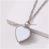Pendants Sublimation Pendant Thermal Transfer Printing Necklace Urn Memorial Necklaces White Blank Diy Pendants Lovers Heart Ornament Dh9Et