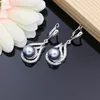 Gray Pearl Bridal Jewelry Sets Drop Earrings with CZ Stone 925 Silver Women Ring Necklace Set3039