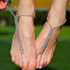 발가락 반지 Boho Foot Jewelry 여성 크리스탈 발목 팔찌 발목 ring 맨발 샌들 해변 액세서리 Femme 231019